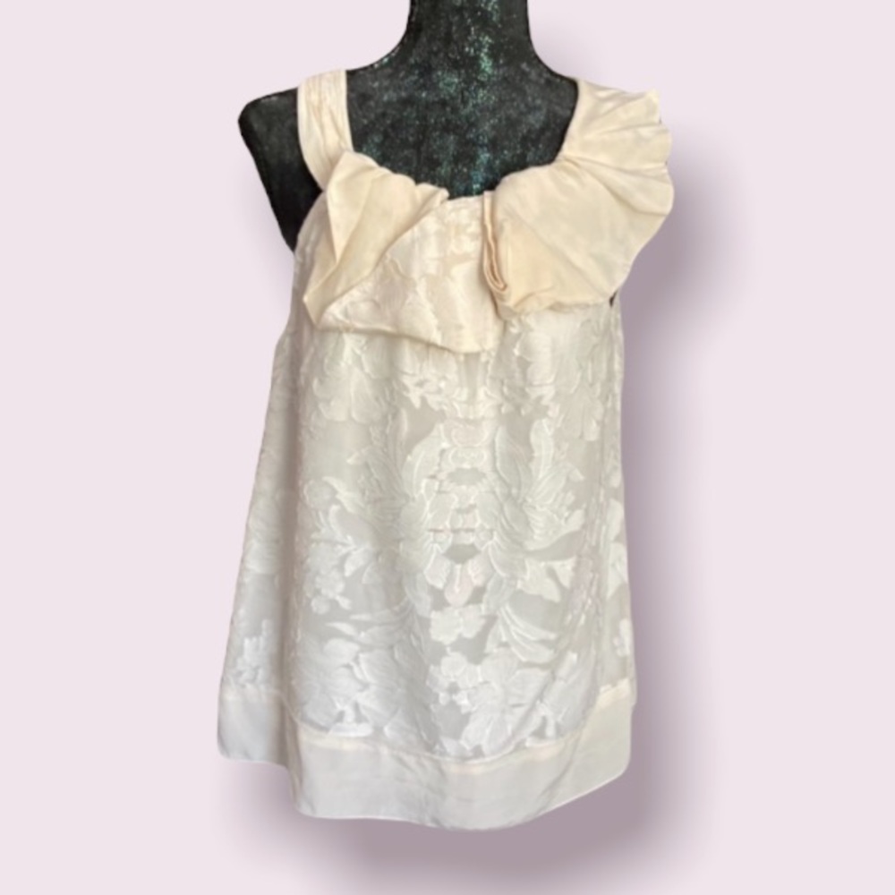 BCBG MaxAzria Asymmetrical Mixed Media Sleeveless Top